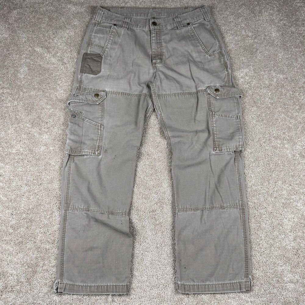Carhartt B342 Ripstop Cargo Work Pants Men's 32x28 Double Knee Thrashed Grail